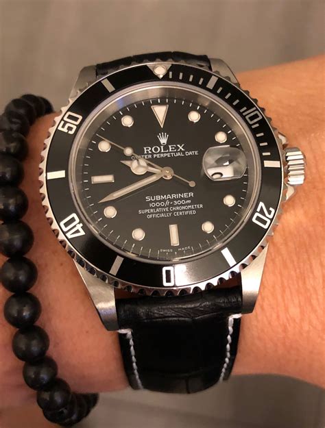 rolex submariner date leather strap|rolex submariner strap replacement.